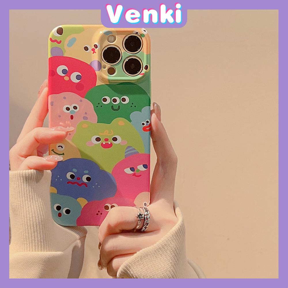 VENKI - For iPhone 11 iPhone Case Film TPU Soft Case White Glossy Cute Doodle Camera Protection Shockproof Compatible with iPhone 14 13 Pro max 12 Pro Max xr xs max 7Plus 8Plus
