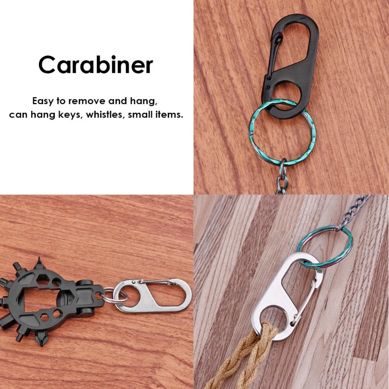 1 /5 /10Pcs Kreatif Serbaguna Untuk Gantungan Kunci Mobil, Tas Dengan Mata Tetap Pegas Mini Stainless Steel Gantungan Kunci Key Buckle Hooks Climbing Clip Tactical Spring Carabiner Backpack Clasp