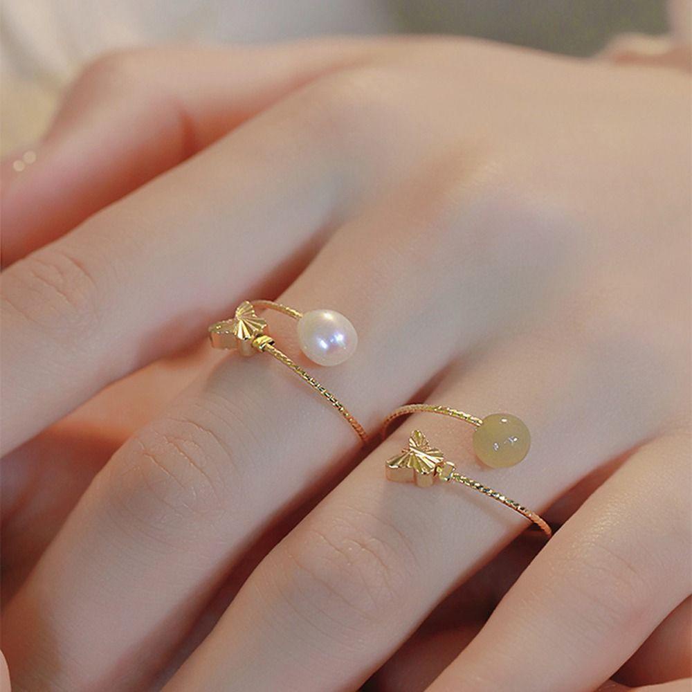Mxbeauty Wanita Pembukaan Cincin Elegan Pesona Indah Kupu-Kupu Niche Desain Gadis Hadiah Tembaga Retro Vintage Ring