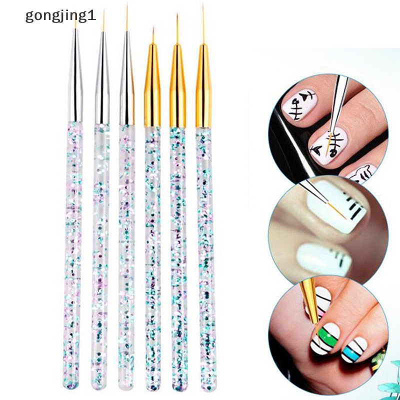 Ggg 3Pcs Acrylic French Stripe Nail Art Liner Brush Set Tips Manicure Paing Tools ID