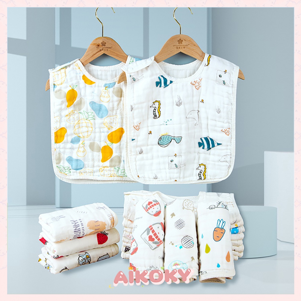 AIKOKY Celemek Menyusui Bayi Bentuk U / Slaber Makan Bayi / Bib Bayi 21x30cm