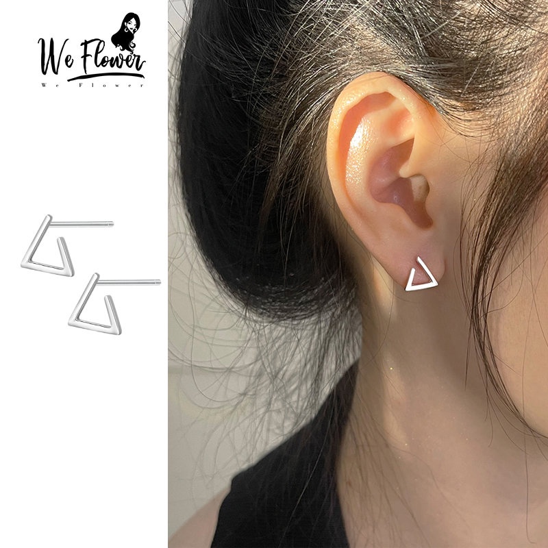 Kami Bunga Minimalis s925 Perak Kecil Berongga Segitiga Stud Anting-Anting Untuk Wanita Gadis Ins Trendi Kecil Geometris Anting-Anting Korea Fashion Telinga Perhiasan Aksesoris