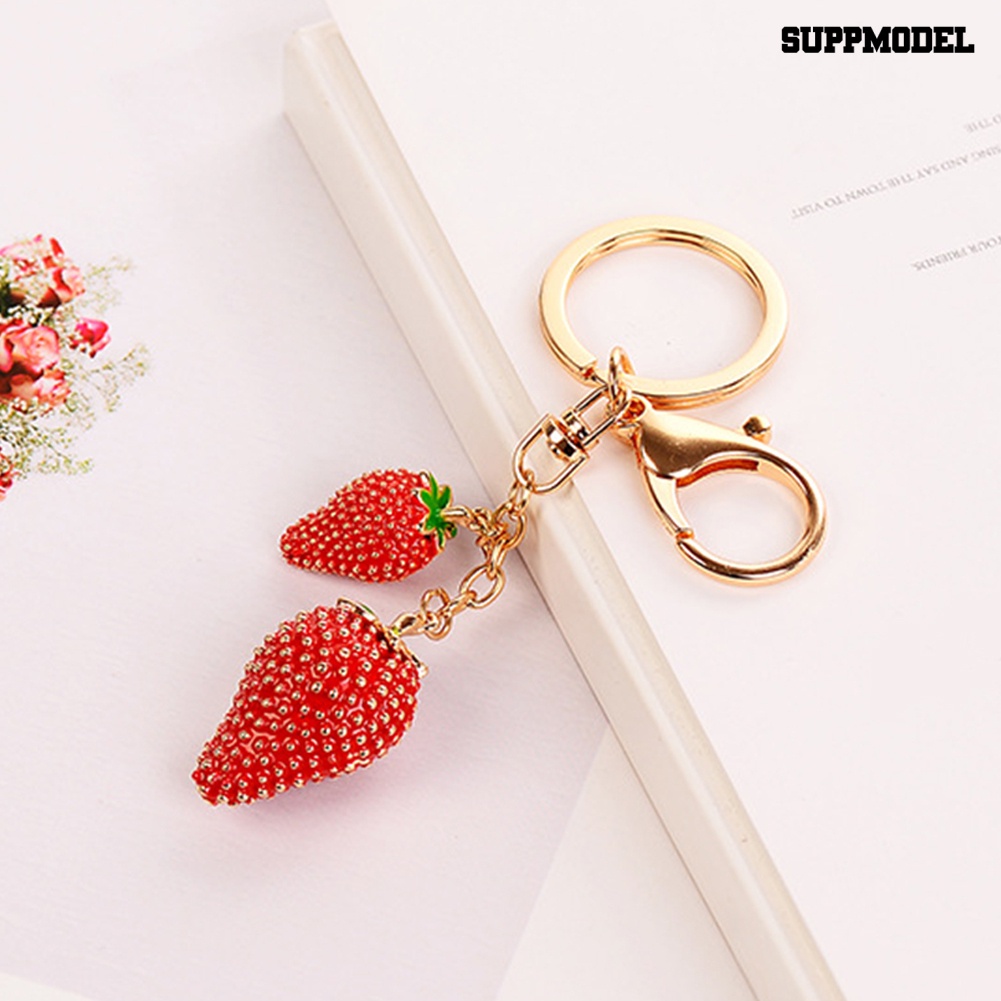 [SM Otomatis] Wanita Fashion Strawberry Buah Gantungan Kunci Key Ring Bag Gantung Hiasan Liontin
