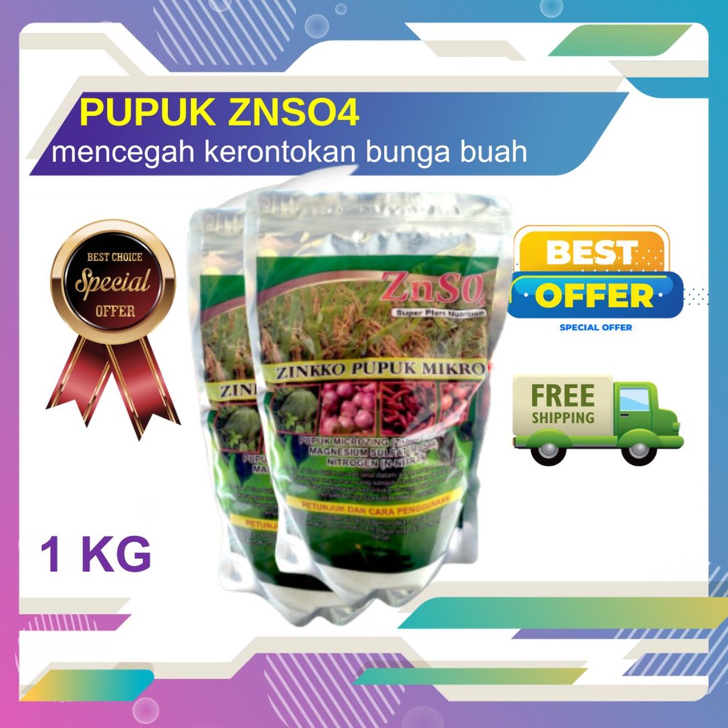 mencegah kerontokan bunga buah untuk buah cabe bawang merah Pupuk Zinkko Mikro ZnSo4 1 Kg