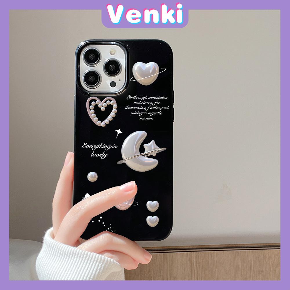 VENKI - For iPhone 11 iPhone Case Black Glossy TPU Soft Case Shockproof Protection Camera Love Star Moon Compatible with iPhone 14 13 Pro max 12 Pro Max xr xs max 7Plus 8Plus