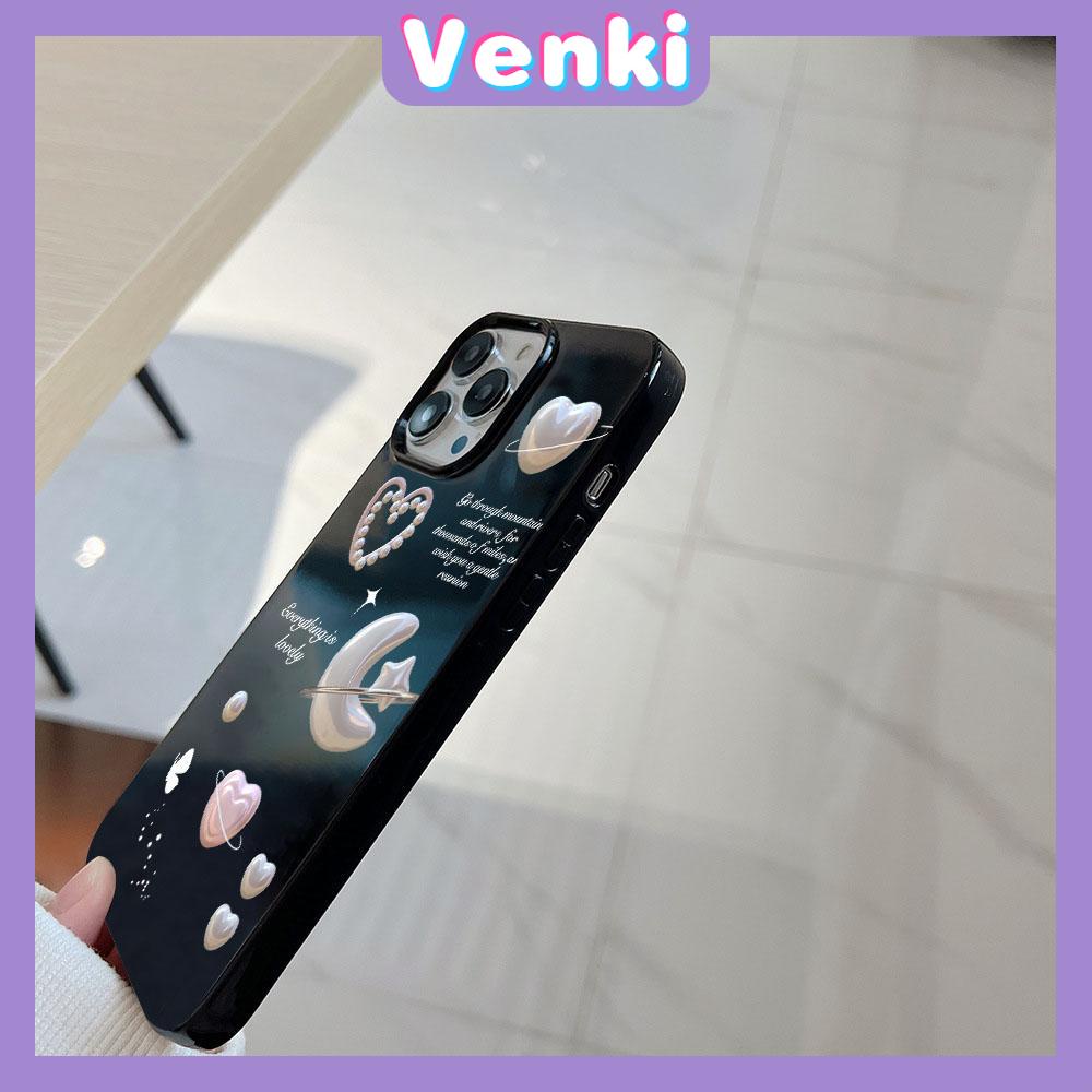 VENKI - For iPhone 11 iPhone Case Black Glossy TPU Soft Case Shockproof Protection Camera Love Star Moon Compatible with iPhone 14 13 Pro max 12 Pro Max xr xs max 7Plus 8Plus