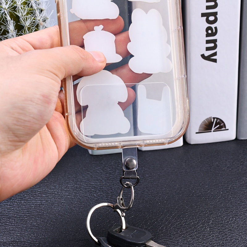 Pad Transparan Anti Hilang Patch Kabel Telepon Dilepas/Gesper Logam Ponsel Lanyard Kartu Klip Gantung Leher Gaya Cord Tabs