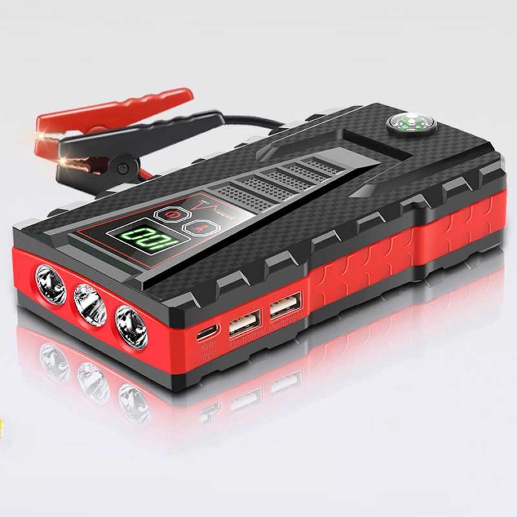 Jumper Aki 12V Mobil Mogok Jump Starter Power Bank Senter 2 USB Port