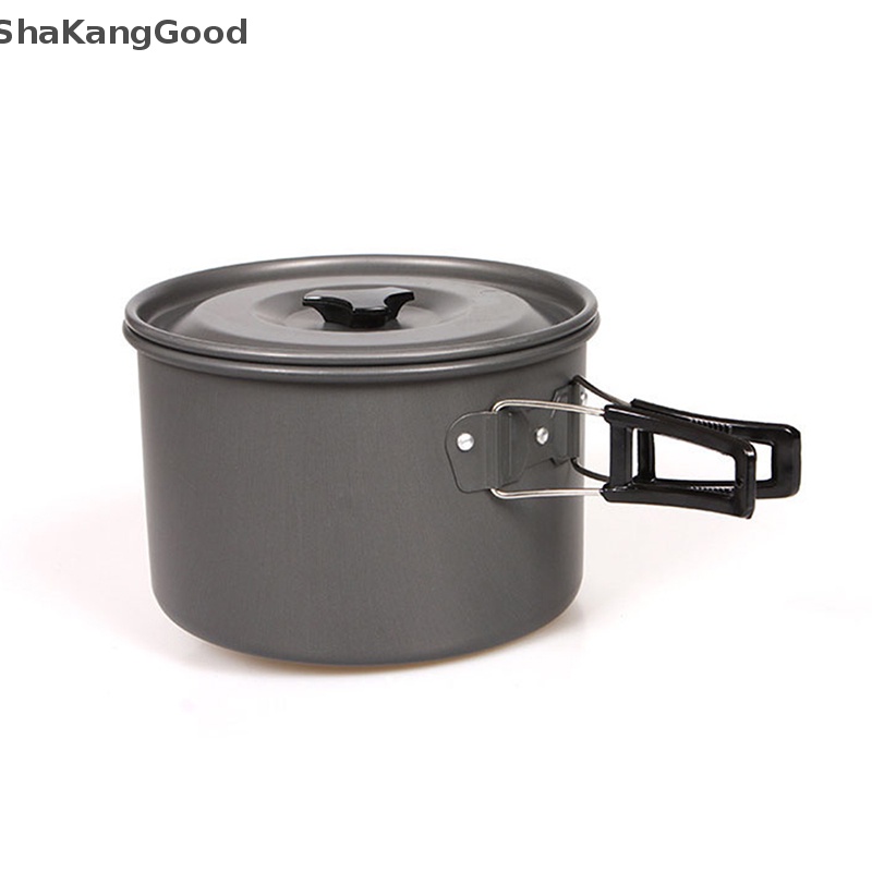 Skid Camping Cookware Set Aluminium Non Portable Peralatan Makan Luar Ruangan Ketel Panci Cookset Masak Panci Mangkok Untuk Hiking BBQ Piknik SKK