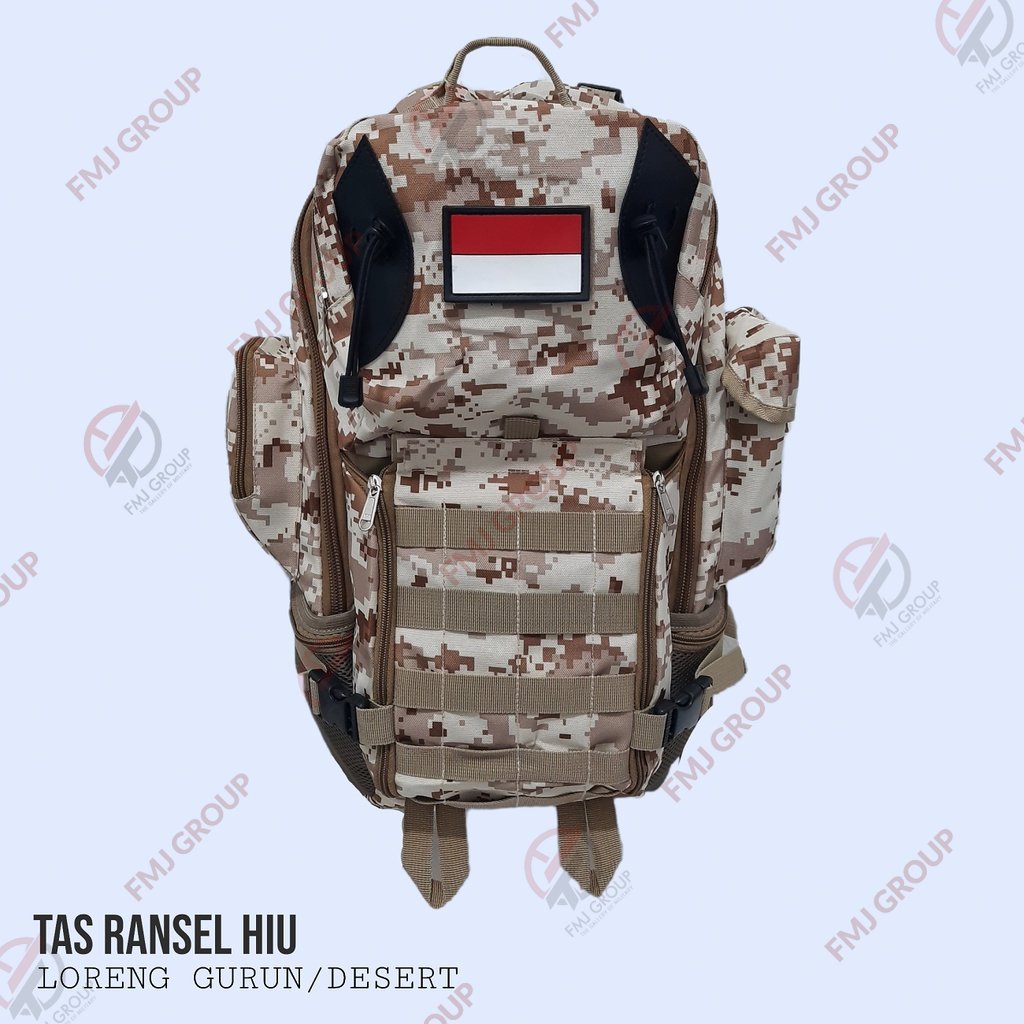 Tas Ransel Hiu Army / Tas Punggung Hiu / Ransel Backpack Hiu / Tas Gunung Tactical Krem