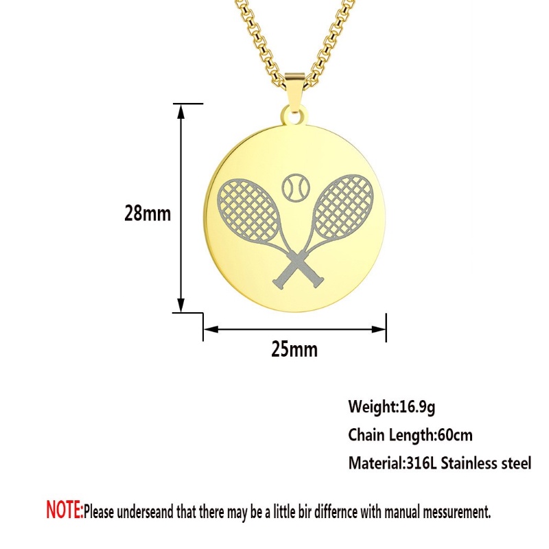 Z H Perhiasan Stainless Steel Raket Tenis Liontin Pria Kalung Fashion Retro Hip Hop Pesta Perhiasan Aksesoris Hadiah Ulang Tahun