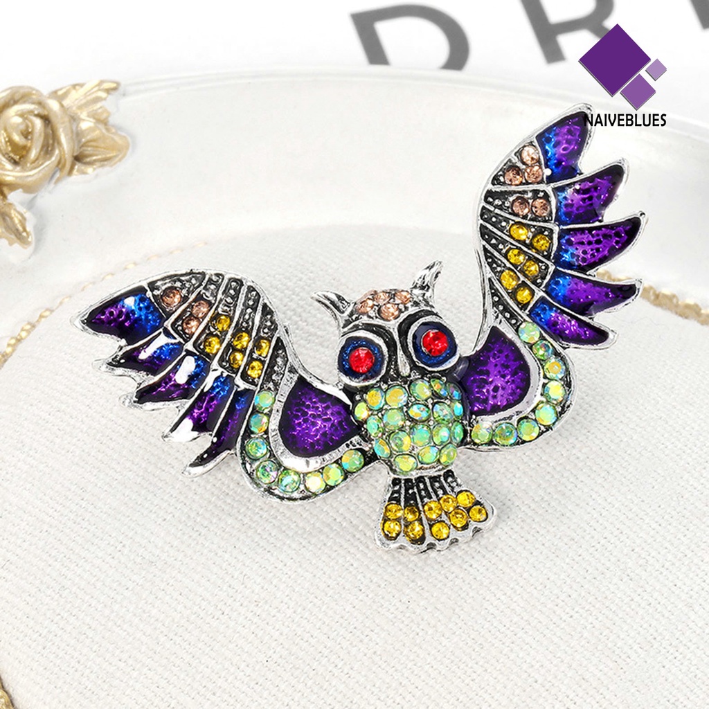 &lt; Naiveblues &gt; Bros Pakaian Unik Elegan Stylish Owl Patten Brooch Pin Pesta