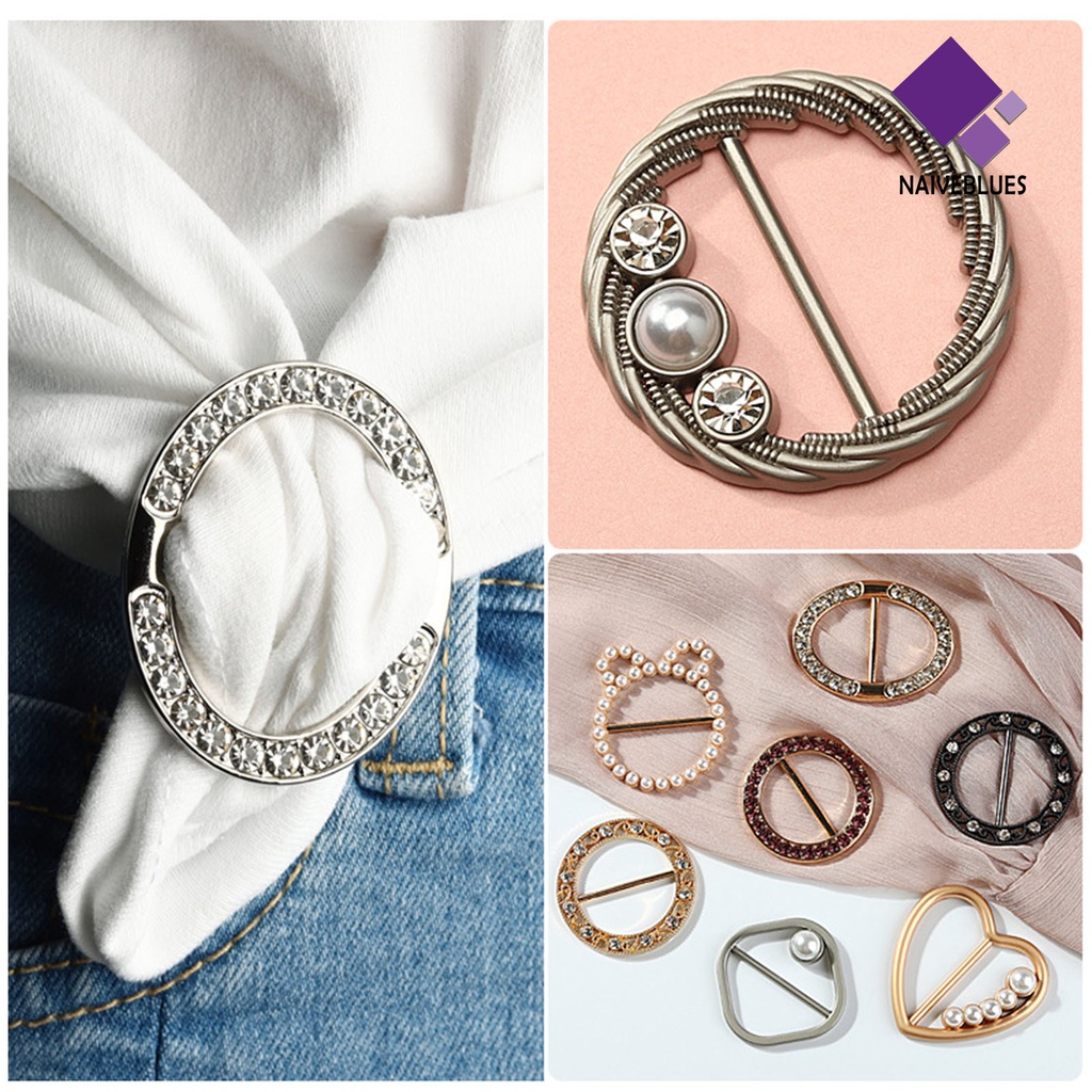 &lt; Naiveblues &gt; Pakaian Sudut Simpul Gesper Elegan Mutiara Imitasi Bulat Cinta T-shirt Syal Sudut Dasi