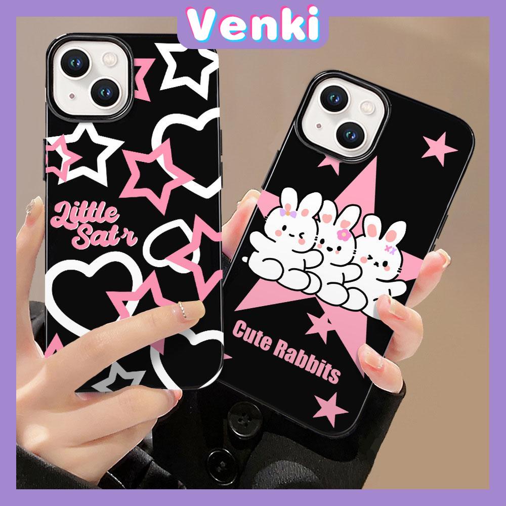 VENKI - For iPhone 11 iPhone Case Black Glossy TPU Soft Case Shockproof Protection Camera Cute Love Rabbit Compatible with iPhone 14 13 Pro max 12 Pro Max xr xs max 7Plus 8Plus