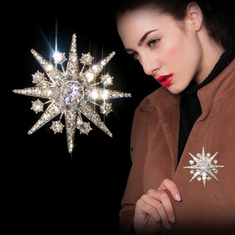 {rippleflower4.id} Setelan Wanita Korsase Kepribadian Temperamen Octagon Bintang Bros Suasana Aksesoris Wanita Perhiasan Pin Hadiah~