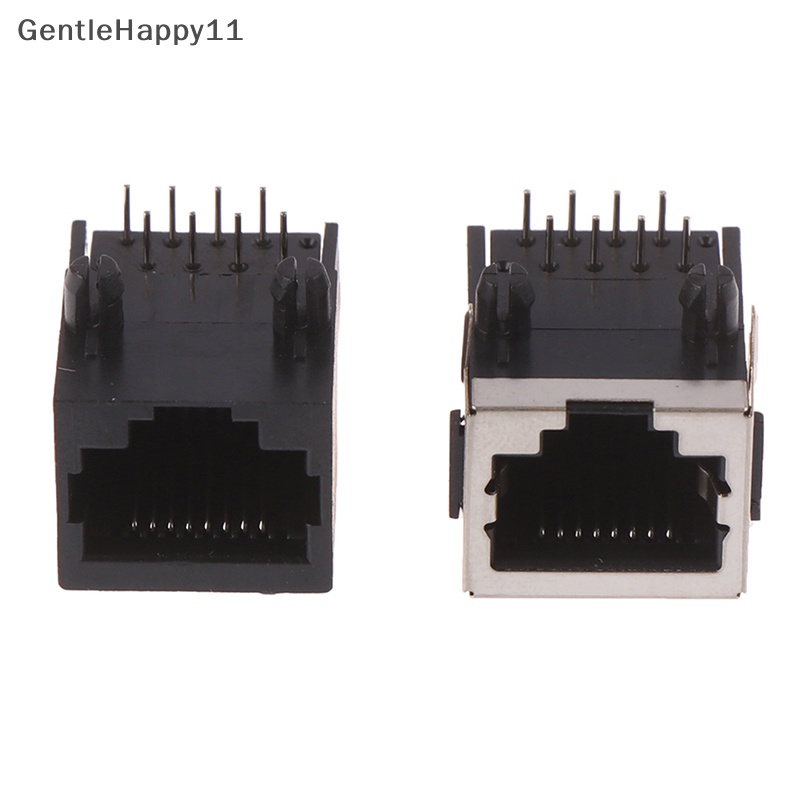 Gentlehappy 10PCS RJ45 Metal 8pin Female PCB Papan Sudut Kanan Jack Konektor 8P8C id