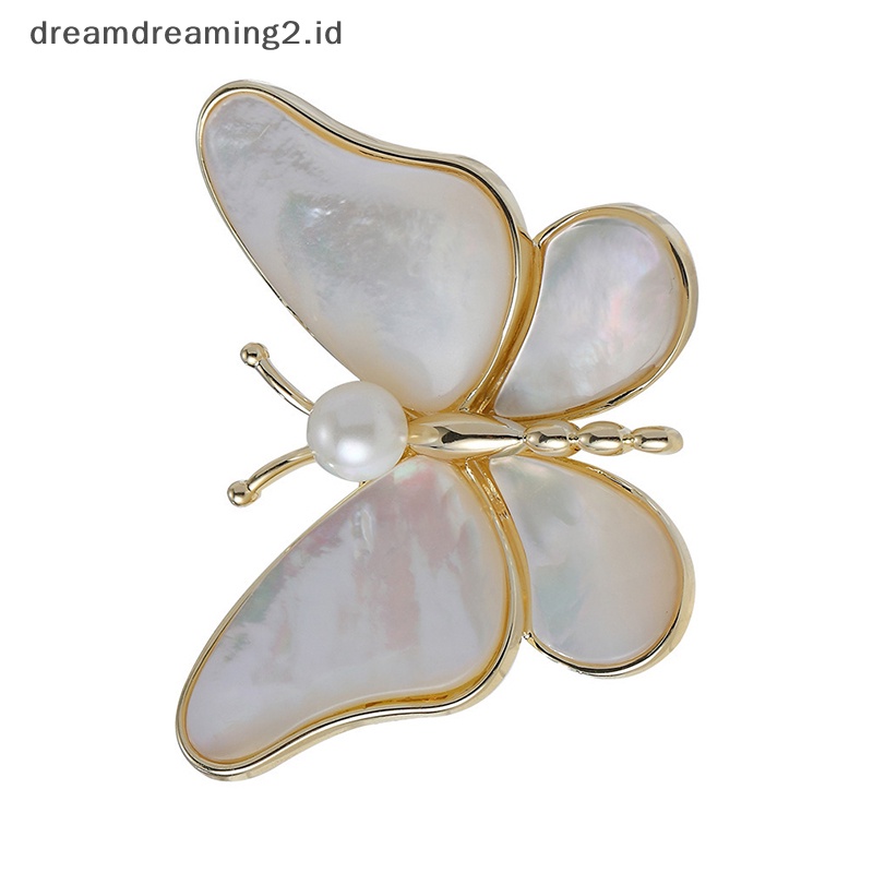 (drea) 1pc Bros Kupu-Kupu Wanita Mutiara Warna Emas Perak Brooch Pin Perhiasan Hadiah//