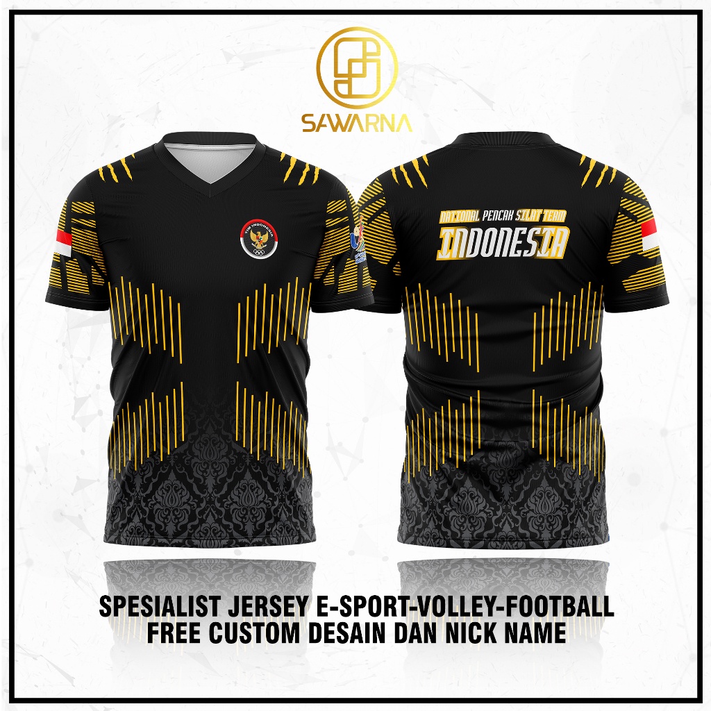 Kaos Jersey Pencak Silat Garis Emas Terbaru bisa ganti nama sendiri IPSI | IKSPI | KERA SAKTI | PSHT