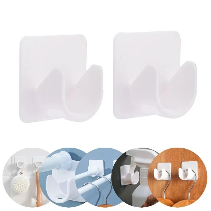 2pcs/set Toilet Aksesori Kamar Mandi Tahan Air Bracket Batang Gorden Kuat/Tanpa Jejak Self-adhesive Rod Holder/Teleskopik Bebas Pukulan Tetap/Gantungan Dinding Pakaian Rel Kait/