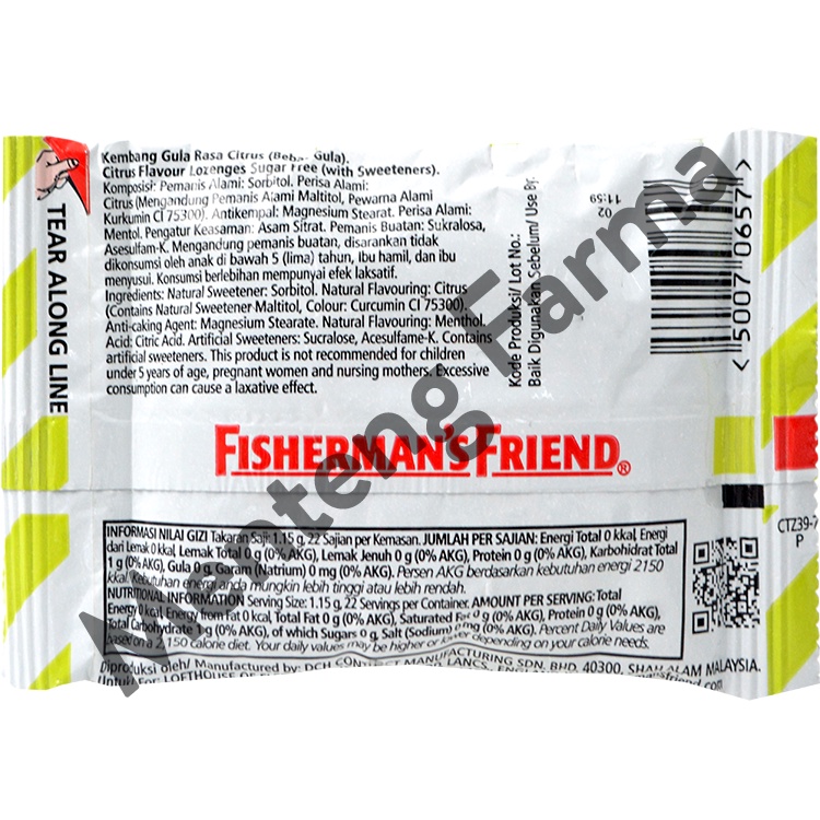 Fisherman's Friend Citrus Sugar Free - Permen Pereda Tenggorokan