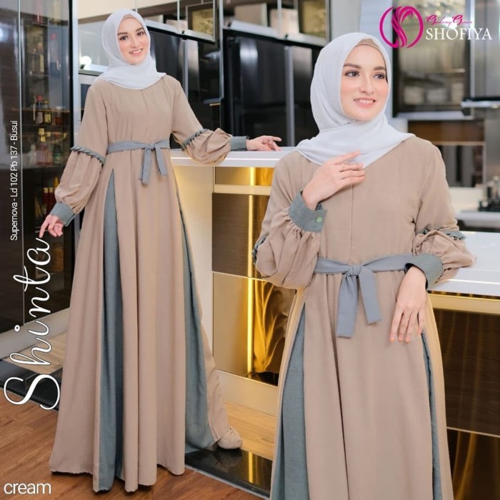 Baju Gamis Dress Wanita Muslim Remaja Syari  Shinta Maxy Murah - Brown