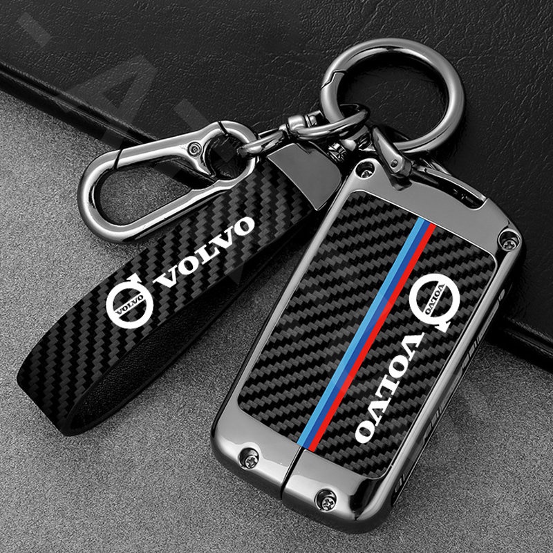 Volvo Zinc Alloy Bungkus Penuh Case Kunci Mobil Cover Serat Karbon Kulit Smart Key Protector Untuk XC60 S60 S80 XC90 V60 XC40 C40