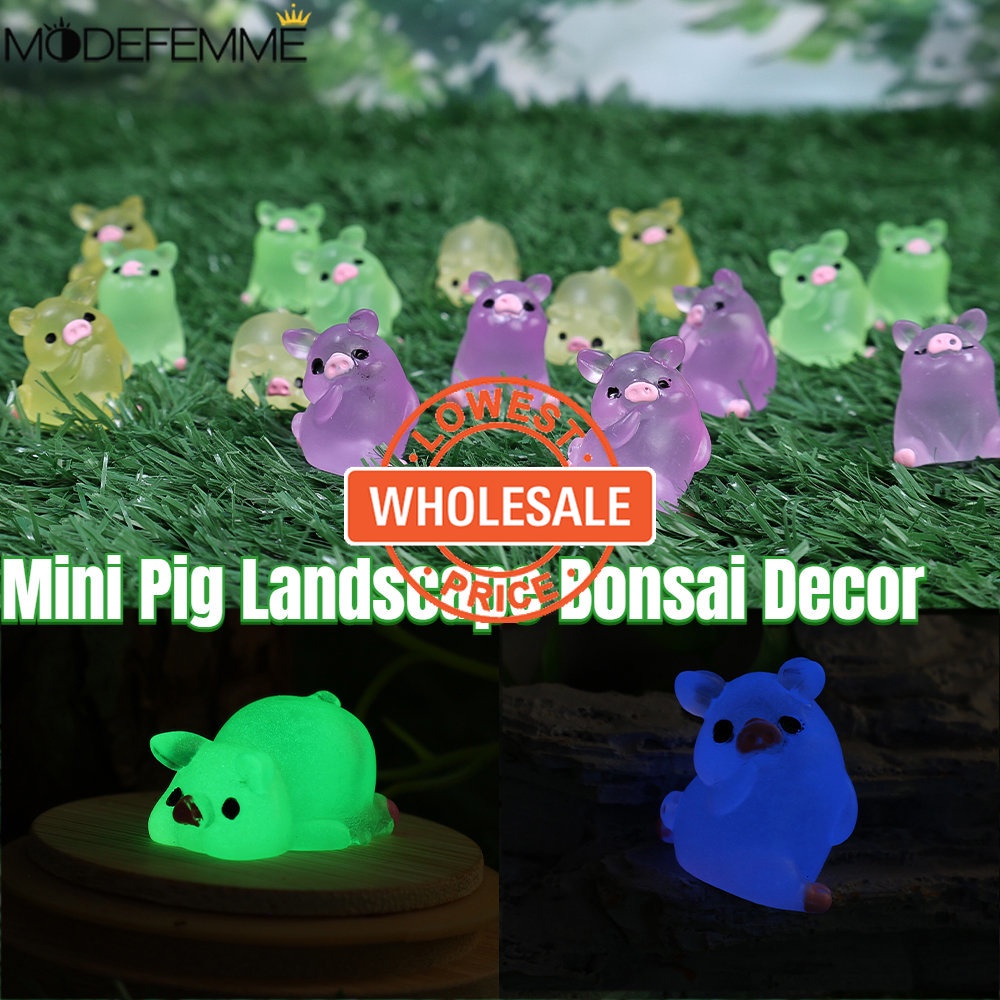 [Harga Grosir] [Unggulan] Net-Merah Piglet Resin Ornamen Kartun Babi Miniatur Terrarium Kerajinan Glow in The Dark Pig Luminous Dekorasi Bonsai Pemandangan Babi Mini