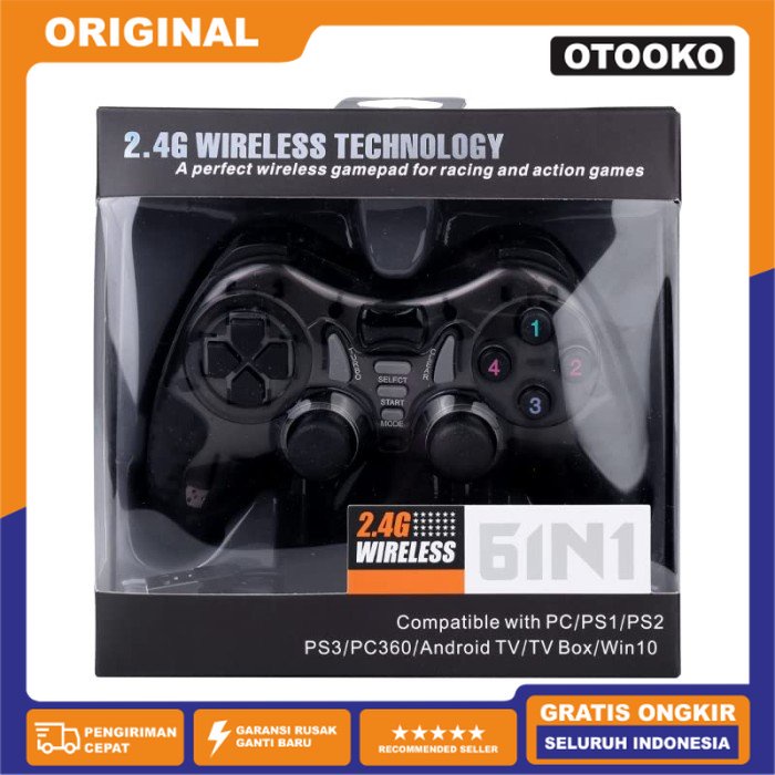 Wireless Gamepad Joystik Compatible ANDROID PC STB PS 2 3 Maidi 6IN1