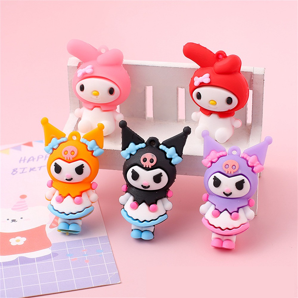 Pendant 1 Buah Liontin Rantai Kunci Sanrio Kuromi My Melody Kartun Portabel Gadis Boneka Resin Lucu Rantai Kunci Pasangan Hadiah Aksesori Buatan Tangan Diy