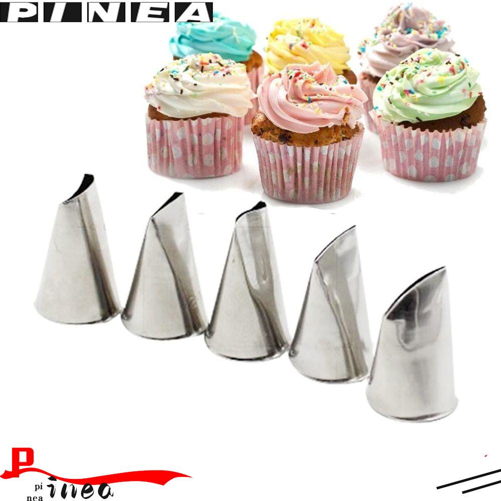 Nanas 5pcs/Set Icing Piping Nozzle Kerajinan Stainless Steel Kelopak Rose Cream