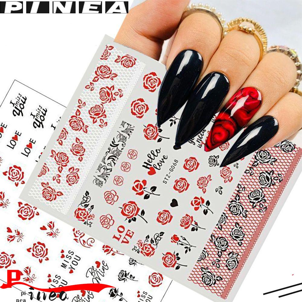 Stiker Nail Art Nanas Manicure Merah Pink Kartun Cupid 3D Decals