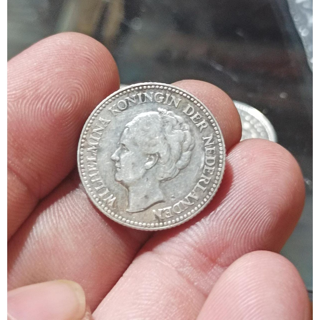 ( REPLIKA ) koin kuno per 1 keping 1/2 gulden wilhelmina 1943 ready Best Seller