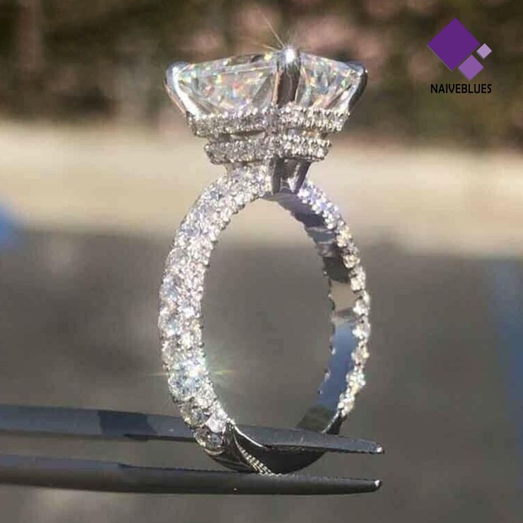 &lt; Naiveblues &gt; Wanita Cincin Kotak Besar Cubic Zirconia Perhiasan Fashion Penampilan Jari Cincin Pernikahan