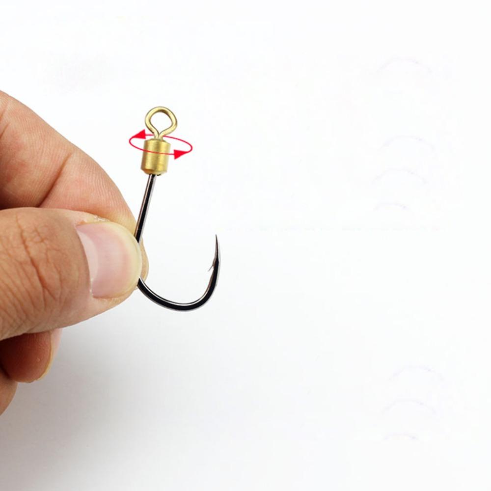 AUGUSTINA Agustina Single Circle Fishhook Baja Karbon Tinggi Bantalan Air Tawar Rolling Swivel Metal Spoon Fly Fishing360° Rotating Fishing Hooks Lure Kait Cacing