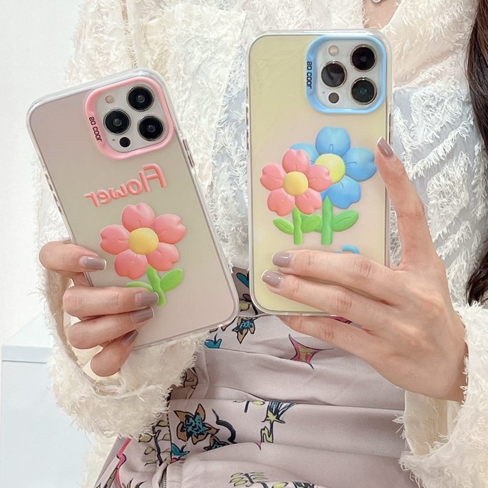 Nice Pink Blue Flower Skin Feel Soft Case HP iP iPhone 12 13 14 Pro Max 11 Woman Girl FTD Casing Apple