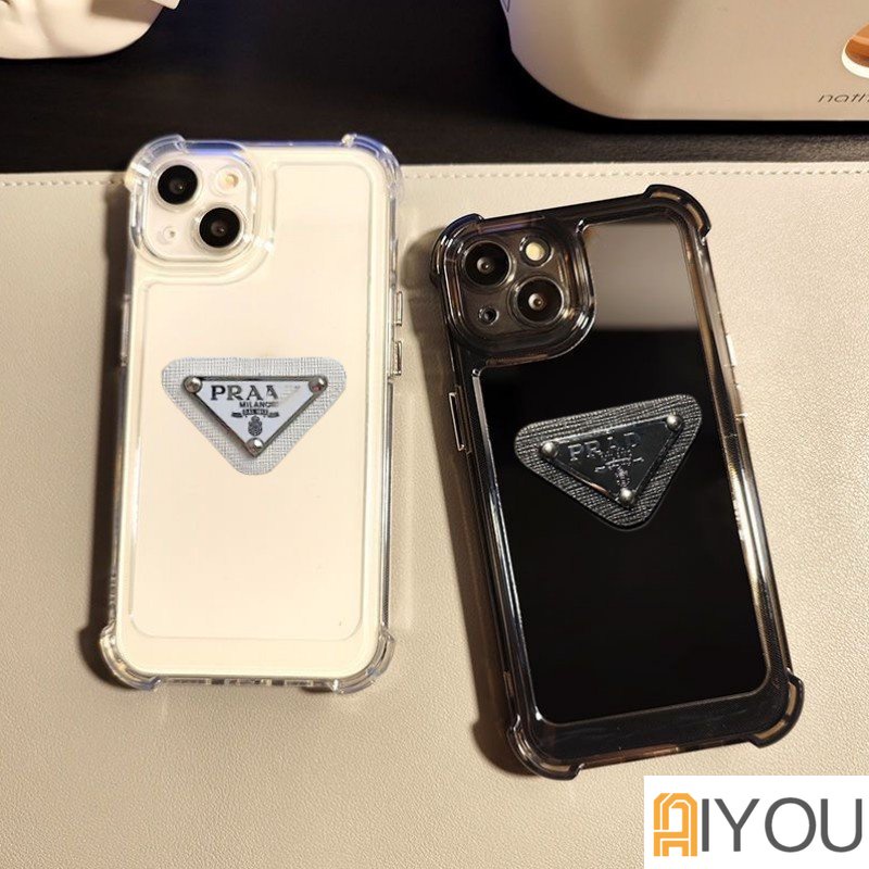 IPHONE Casing Ponsel Transparan Airbag 3D pradaa Shockproof Untuk Iphone11 12 13 14 Pro Max XR X Xs7 8 Plus SE 2 3 Hard Cover Silikon Bening Mewah