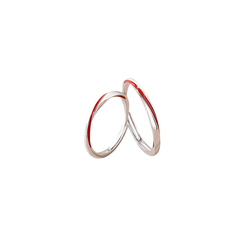 Garis Merah Mobius Cincin Pasangan Retro Jarak Jauh Cinta Cincin Pria Wanita Satu Pasang Sterling Silver520Hadiah
