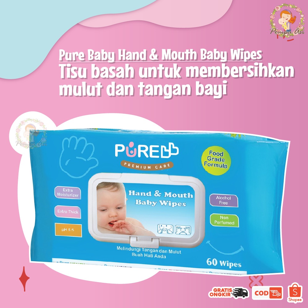 Pure Baby Hand &amp; Mount Baby Wipes Cleansing Wipes Tissue Perlengkapan Tisu Basah Bayi By Mallpompaasi