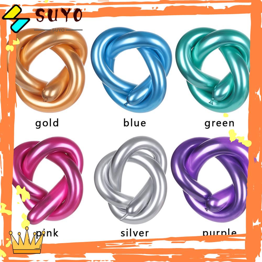 Suyo 10 Pcs Magic Balon Panjang Warna-Warni Pesta Ulang Tahun Decoratio Latex DIY Strip