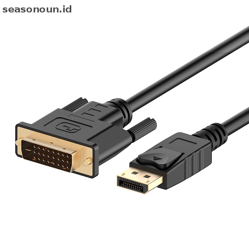 Seasonoun 6kaki 1.8m Lapis Emas DisplayPort DP Ke DVI-D Male Adaptor Kabel HD 1080p.