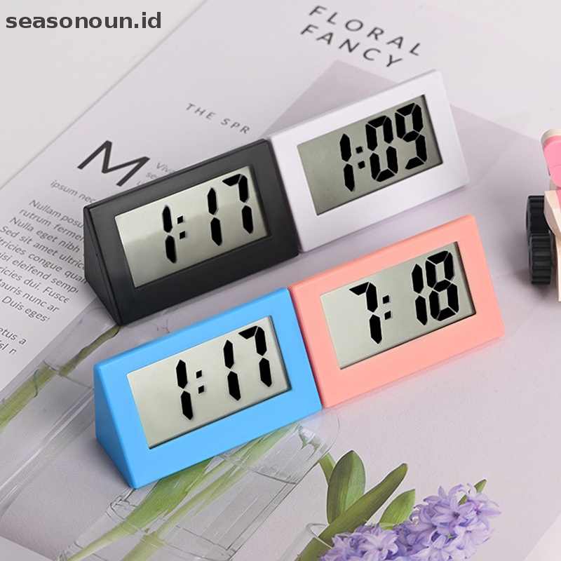 Seasonoun 1pc Kamar Tidur Sederhana Kecil Jam Tangan Elektronik Portable Orang Tua Besar Kata Meja Ujian Siswa Bisu Jam Desktop Mini Rumah LCD Digital.