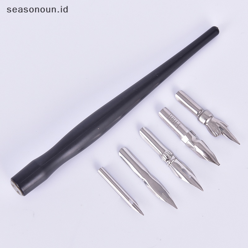 Seasonoun Anime Pen Tip Pen Set Kaligrafi Drawing Kit Tool Set 5mata Dengan 1dudukan.