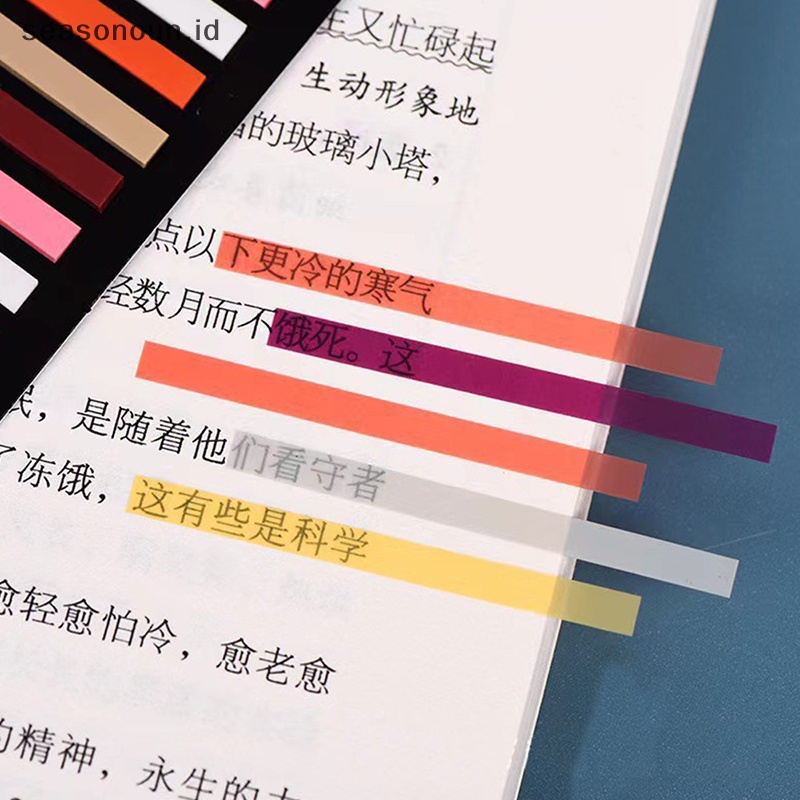 Seasonoun 300lembar Tab Indeks Neon Transparan PET Sticky Note Untuk Penanda Halaman Planner Stiker Kantor Sekolah Tanda Klasifikasi Sticky Notes.