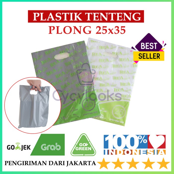 [GG] Kantong Plastik Tenteng Pegangan Plong 25x35 Handle Polos Tebal HD - Silver