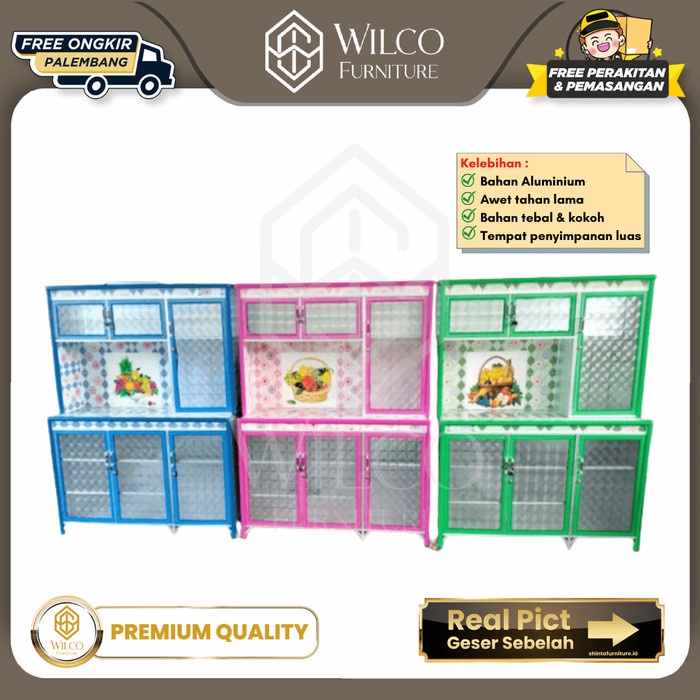 Lemari Piring Aluminium 3 Pintu / Rak Piring Serbaguna / Meja Dapur