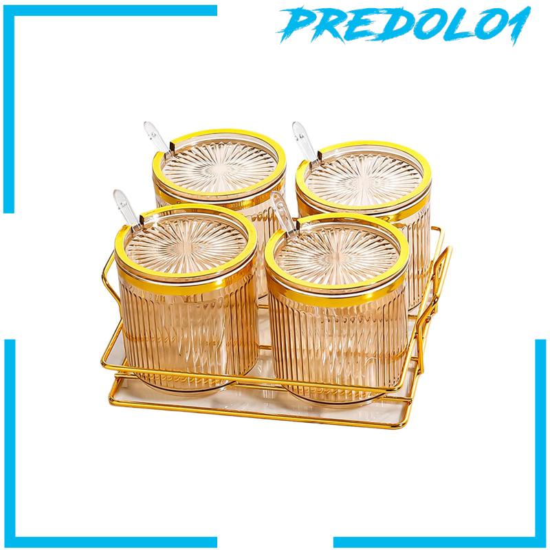 [Predolo1] Condiment Pots Tank Wadah Makanan Dengan Tutup Dan Sendok