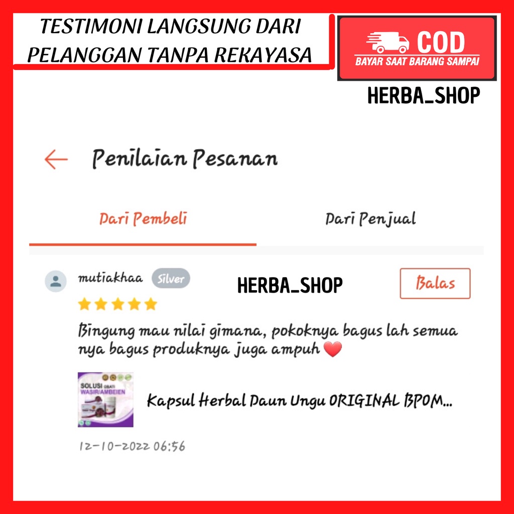 Kapsul Herbal Daun Ungu ORIGINAL BPOM Obat Ambeien Wasir Ambeyen Ampuh Benjolan Asli Ash Shihhah