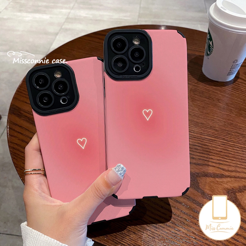 Pink Love Heart Phone Case Untuk iPhone 11 Pro Max X XR 78 Plus XS Max11 12 13 14 Pro Max Mewah Tekstur Kulit Shockproof Silikon Lembut Tpu Penutup Belakang