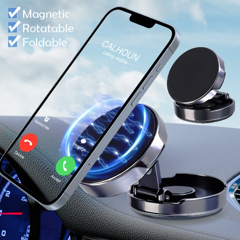 360dudukan Magnet Kuat Ponsel Holder Lipat Adjustable Ponsel Dukungan Universal Tak Terlihat Mobil Paduan Mount Perekat Dashboard GPS Bracket Aksesoris Interior Mobil