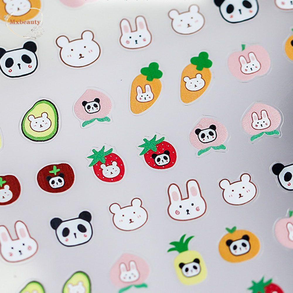 Mxbeauty Stiker Kuku Hewan Kartun Buah Jepang Aplikasi Panda Manicure Aksesoris